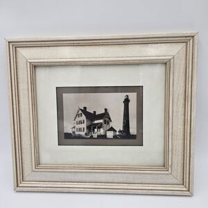 Outer Banks NC Currituck Beach Lighthouse Black White Framed Print 12"×1"×14"